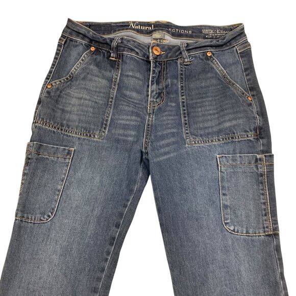 Natural Reflections Womens Utility Cargo Crop Light Wash Denim Jeans 4 Casual - Picture 2 of 8